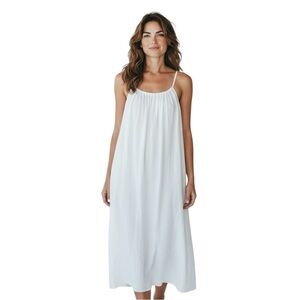 BELLA UMBRA Italy Linen Resort Sleeveless Flowy Dress in White Size